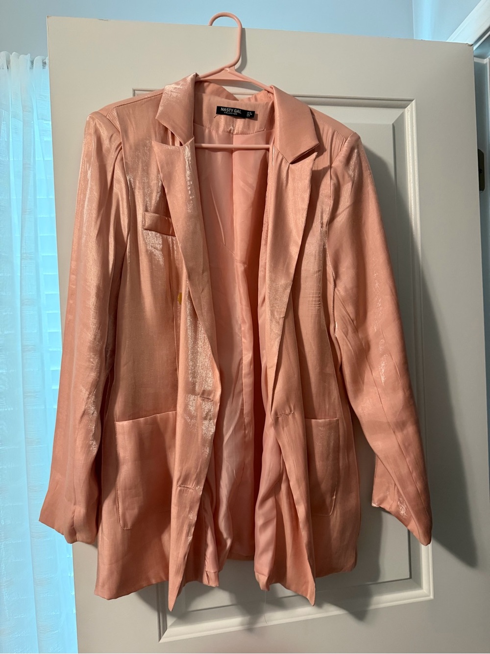 Nasty Gal Shimmery Pink Satin Blazer